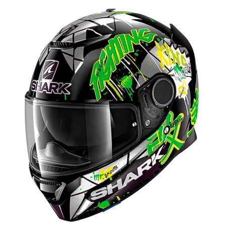 HELM SHARK SPARTAN 1.2 REPLICA LORENZO CATALUNYA GP 2018 SCHWARZ / GRÜN / GLITTER