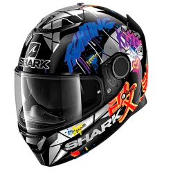 HELM SHARK SPARTAN 1.2 REPLICA LORENZO CATALUNYA GP 2018 SCHWARZ / ROT / GLITZER