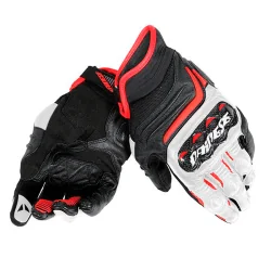 DAINESE CARBON HANDSCHUHE D1 KURZES SCHWARZ / WEISS / LAVA ROT