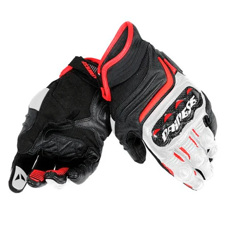 DAINESE CARBON HANDSCHUHE D1 KURZES SCHWARZ / WEISS / LAVA ROT