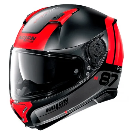 CASCO NOLAN N87 PLUS DISTINCTIVE N-COM GRIS / ROJO