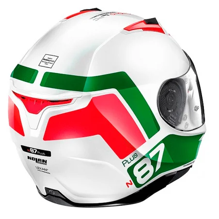 CASCO NOLAN N87 PLUS DISTINCTIVE N-COM BLANCO / VERDE / ROJO