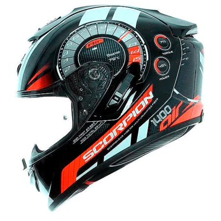 CASCO SCORPION EXO-1400 AIR POTENCIA  NEGRO / ROJO