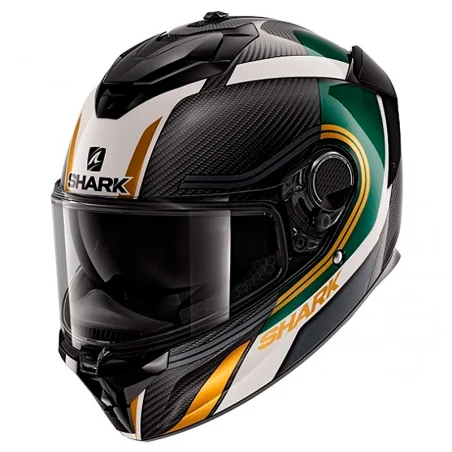 CASCO SHARK SPARTAN GT CARBON TRACKER CARBONO / VERDE / ORO